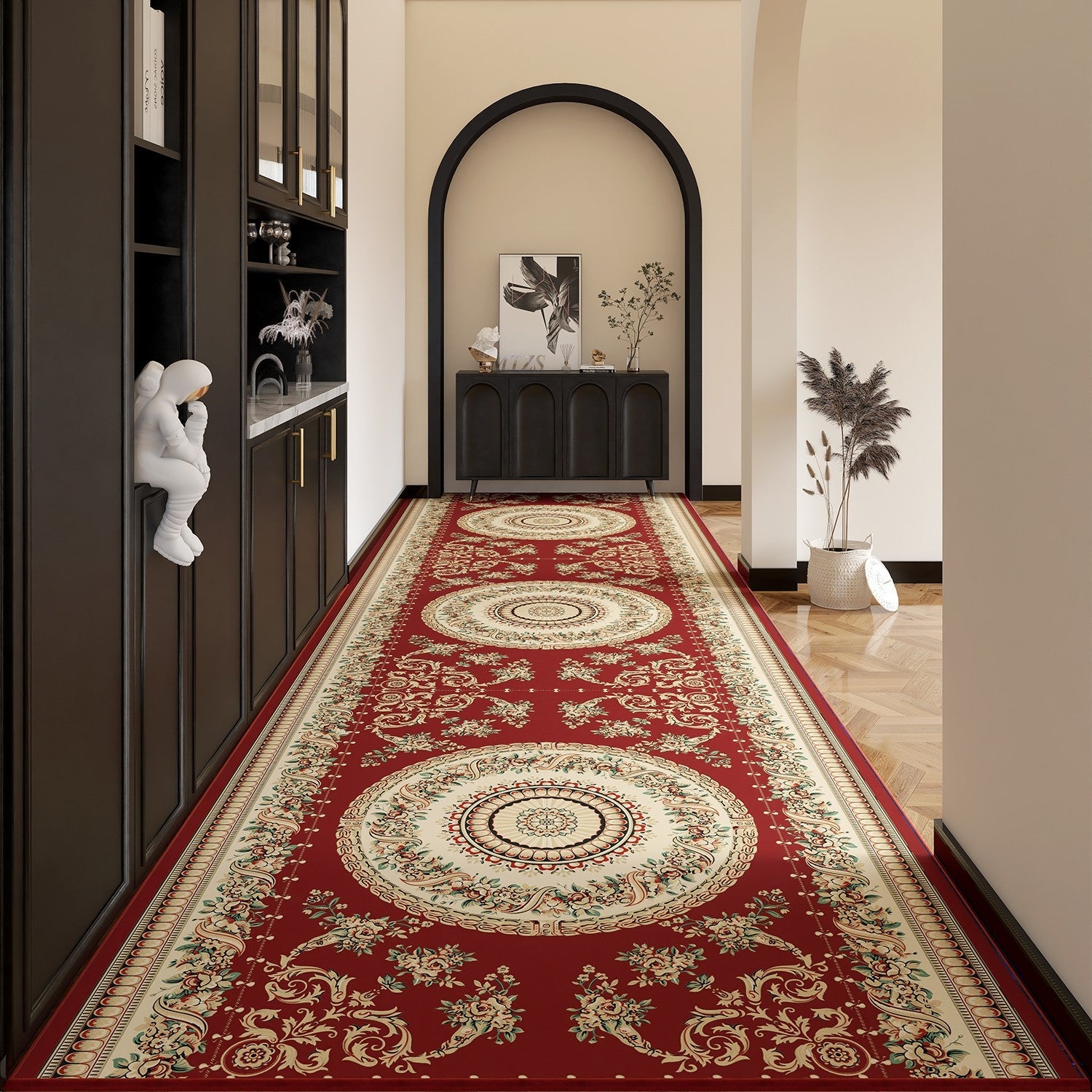 Bedside Runner Rugs, Non Slip Entrance Runner Rugs, Traditional Red Persian Long Narrow Runner Rugs, Extra Long Hallway Runners, Washable Entryway Runner Rug Ideas-Grace Painting Crafts