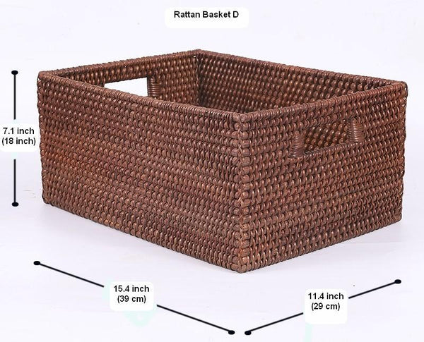 Rectangular Storage Baskets, Storage Baskets for Kitchen, Large Brown Woven Storage Baskets, Storage Baskets for Shelves-Grace Painting Crafts