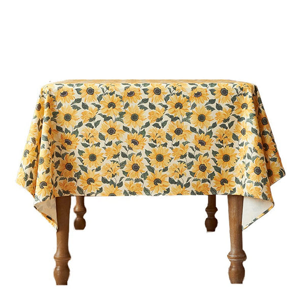 Modern Rectangle Tablecloth for Dining Room Table, Yellow Sunflower Pattern Farmhouse Table Cloth, Square Tablecloth for Round Table-Grace Painting Crafts