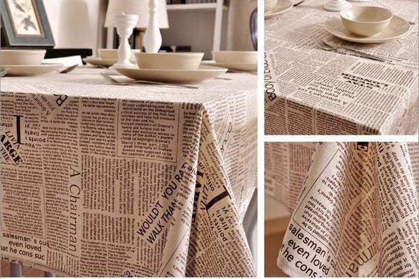 NEWS LETTER - Black White Tablecloth, Table Linen Wedding Home Decor Dining Kitchen-Grace Painting Crafts