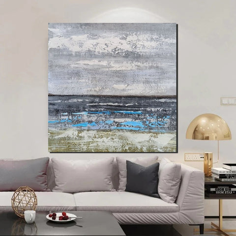 Contemporary Wall Art Paintings, Acrylic Paintings for Living Room, Large Simple Modern Art, Blue Abstract Acrylic Painting-Grace Painting Crafts