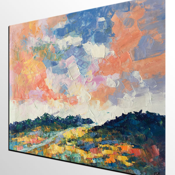 Canvas Oil Painting, Landscape Art, Mountain Sky Painting, Modern Art, Custom Large Abstract Painting-Grace Painting Crafts