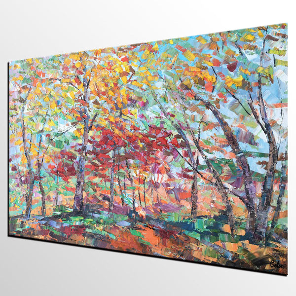 Canvas Wall Art, Birch Tree Painting, Landscape Art, Custom Art Painting for Living Room-Grace Painting Crafts