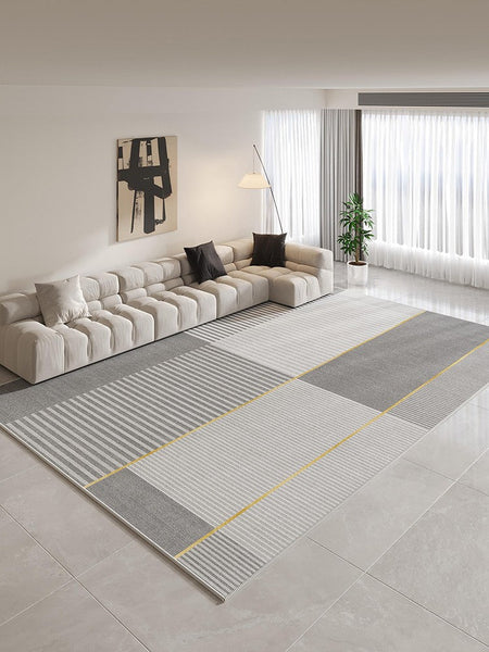 Contemporary Modern Rugs for Bedroom, Gray Modern Rug Ideas for Living Room, Abstract Grey Geometric Modern Rugs, Modern Rugs for Dining Room-Grace Painting Crafts