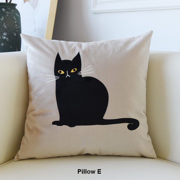 Cat Decorative Throw Pillows for Couch, Modern Sofa Decorative Pillows, Lovely Cat Pillow Covers for Kid's Room, Modern Decorative Throw Pillows-Grace Painting Crafts