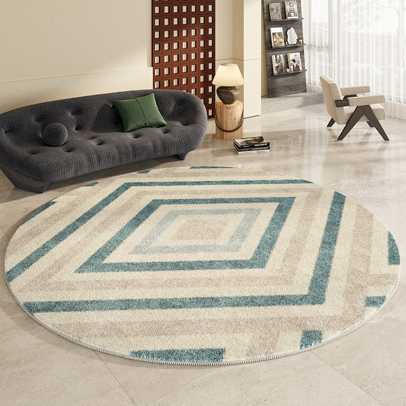 Simple Abstract Contemporary Round Rugs, Modern Area Rugs under Coffee Table, Geometric Modern Rugs for Bedroom, Thick Round Rugs for Dining Room-Grace Painting Crafts