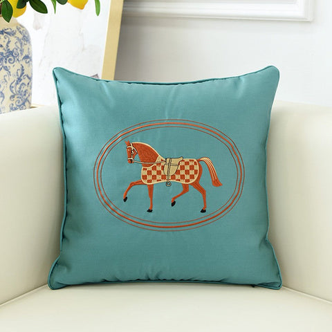 Modern Sofa Decorative Pillows, Embroider Horse Pillow Covers, Modern Decorative Throw Pillows, Horse Decorative Throw Pillows for Couch-Grace Painting Crafts