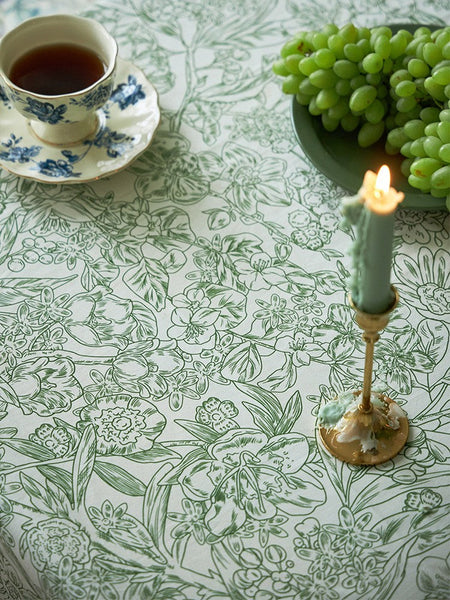 Natural Spring Farmhouse Table Cloth, Extra Large Rectangle Tablecloth for Dining Room Table, Flower Pattern Cotton Tablecloth, Square Tablecloth for Round Table-Grace Painting Crafts