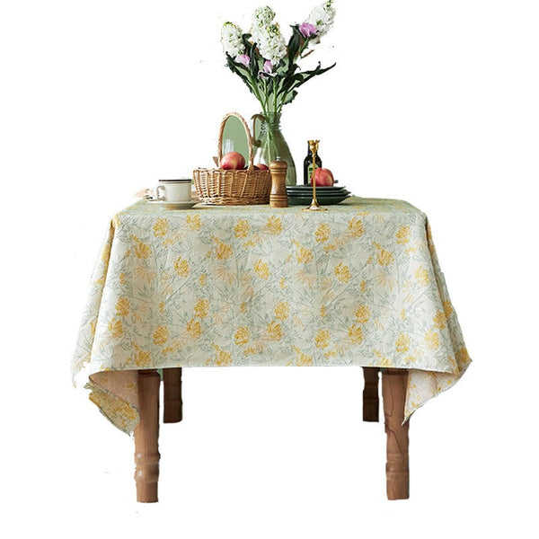 Natural Spring Farmhouse Table Cloth, Large Modern Rectangle Tablecloth for Dining Room Table, Square Tablecloth for Round Table, Flower Pattern Tablecloth-Grace Painting Crafts