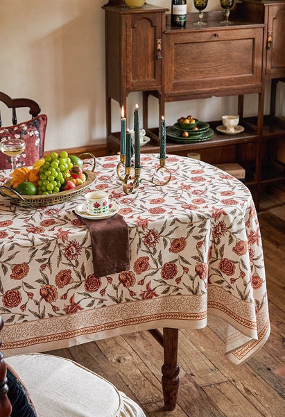 Flower Farmhouse Table Covers, Square Tablecloth for Round Table, Long Rectangular Tablecloth for Dining Room Table, Extra Large Modern Tablecloth for Living Room-Grace Painting Crafts