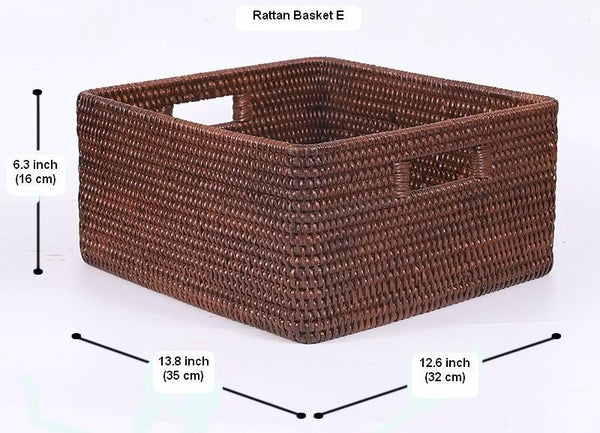 Rectangular Storage Baskets, Storage Baskets for Kitchen, Large Brown Woven Storage Baskets, Storage Baskets for Shelves-Grace Painting Crafts