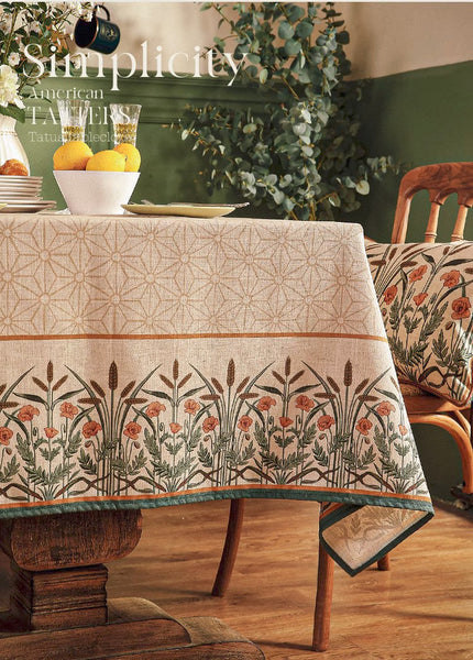 Modern Rectangle Tablecloth Ideas for Kitchen Table, Farmhouse Table Cloth for Oval Table, Rustic Flower Pattern Linen Tablecloth for Round Table-Grace Painting Crafts