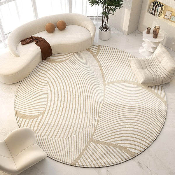 Contemporary Modern Rug for Living Room, Geometric Round Rugs for Dining Room, Modern Area Rugs for Bedroom, Circular Modern Rugs under Chairs-Grace Painting Crafts