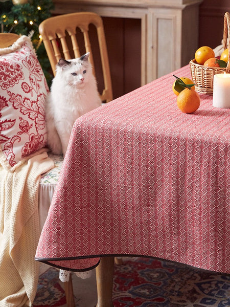 Simple Modern Rectangle Tablecloth for Dining Room Table, Knitted Plaid Embroidery Farmhouse Table Cloth, Square Tablecloth for Round Table-Grace Painting Crafts