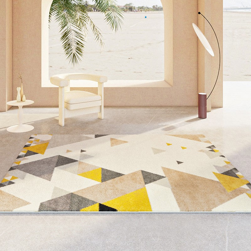 Bedroom Modern Rugs, Large Geometric Floor Carpets, Modern Living Room Area Rugs, Yellow Abstract Modern Rugs under Dining Room Table-Grace Painting Crafts