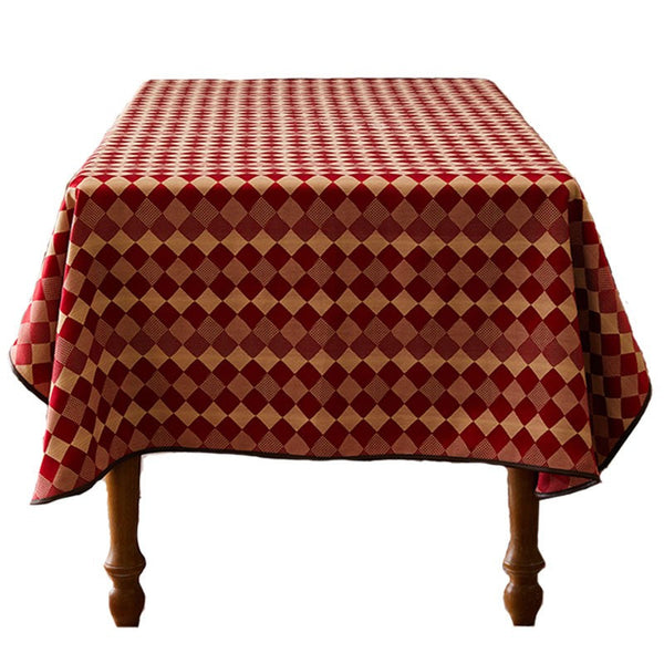 Modern Rectangle Tablecloth for Dining Room Table, Red Checked Table Cloth, Square Tablecloth for Round Table-Grace Painting Crafts