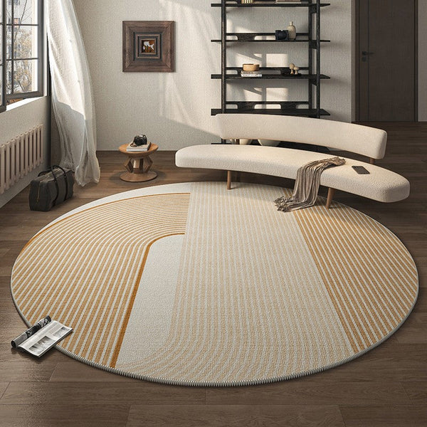 Geometric Modern Round Rugs for Living Room, Contemporary Area Rugs for Bedroom, Round Area Rugs for Dining Room, Coffee Table Rugs, Circular Modern Area Rug-Grace Painting Crafts