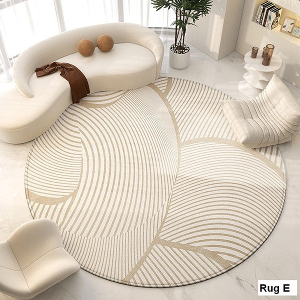 Unique Modern Rugs for Living Room, Geometric Round Rugs for Dining Room, Contemporary Modern Area Rugs for Bedroom, Circular Modern Rugs under Chairs-Grace Painting Crafts