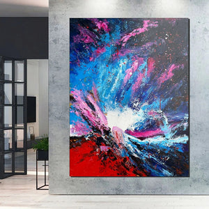 Abstract Paintings Behind Sofa, Contemporary Canvas Wall Art, Buy Paintings Online, Acrylic Paintings for Bedroom, Palette Knife Canvas Art-Grace Painting Crafts