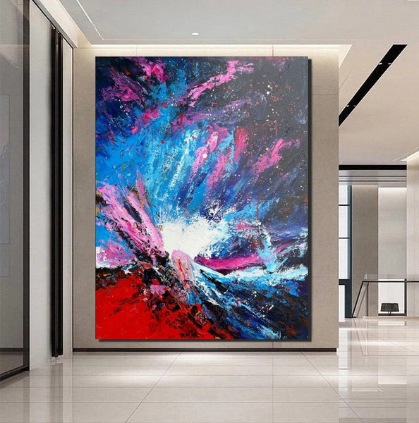 Abstract Paintings Behind Sofa, Contemporary Canvas Wall Art, Buy Paintings Online, Acrylic Paintings for Bedroom, Palette Knife Canvas Art-Grace Painting Crafts