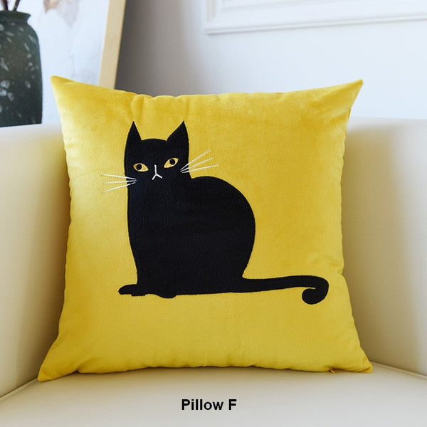 Modern Sofa Decorative Pillows, Cat Decorative Throw Pillows for Couch, Lovely Cat Pillow Covers for Kid's Room, Modern Decorative Throw Pillows-Grace Painting Crafts