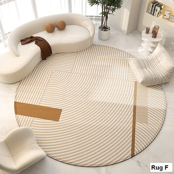 Living Room Contemporary Modern Rugs, Modern Area Rugs for Bedroom, Geometric Round Rugs for Dining Room, Circular Modern Rugs under Chairs-Grace Painting Crafts