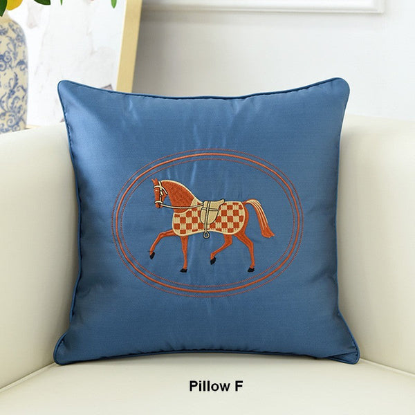 Modern Sofa Decorative Pillows, Embroider Horse Pillow Covers, Modern Decorative Throw Pillows, Horse Decorative Throw Pillows for Couch-Grace Painting Crafts