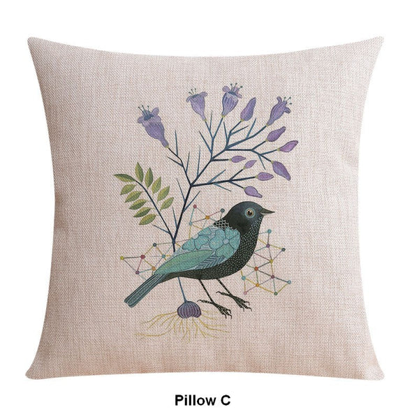 Simple Decorative Pillow Covers, Decorative Sofa Pillows for Living Room, Love Birds Throw Pillows for Couch, Singing Birds Decorative Throw Pillows-Grace Painting Crafts