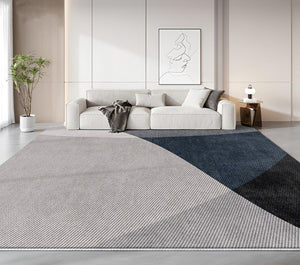 Blue Contemporary Modern Rugs, Geometric Contemporary Rugs Next to Bed, Modern Rugs for Living Room, Contemporary Rugs for Dining Room-Grace Painting Crafts