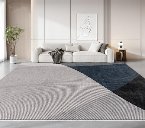 Blue Contemporary Modern Rugs, Geometric Contemporary Rugs Next to Bed, Modern Rugs for Living Room, Contemporary Rugs for Dining Room-Grace Painting Crafts