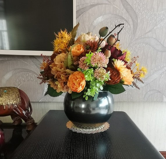 Peony Faux Silk Floral Bouquet Table Centerpiece, Large Bunch of Autumn Flowers Arrangement Interior Design, Modern Artificial Floral Arrangement for Bedroom-Grace Painting Crafts