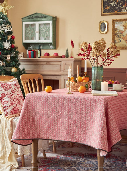 Simple Modern Rectangle Tablecloth for Dining Room Table, Knitted Plaid Embroidery Farmhouse Table Cloth, Square Tablecloth for Round Table-Grace Painting Crafts