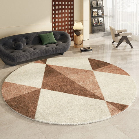 Large Contemporary Round Rugs, Geometric Modern Rugs for Bedroom, Modern Area Rugs under Coffee Table, Thick Round Rugs for Dining Room-Grace Painting Crafts