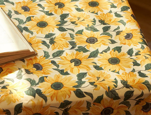 Modern Rectangle Tablecloth for Dining Room Table, Yellow Sunflower Pattern Farmhouse Table Cloth, Square Tablecloth for Round Table-Grace Painting Crafts