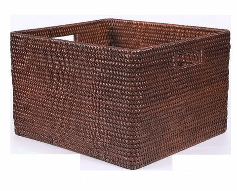 Storage Baskets for Clothes, Large Brown Woven Storage Basket, Storage Baskets for Bathroom, Rectangular Storage Baskets-Grace Painting Crafts