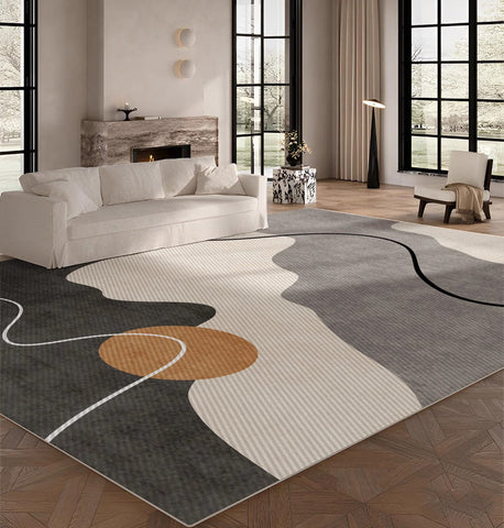 Dining Room Floor Carpet Placement Ideas, Geometric Area Rugs for Bedroom, Modern Area Rugs for Living Room, Abstract Contemporary Modern Rugs-Grace Painting Crafts