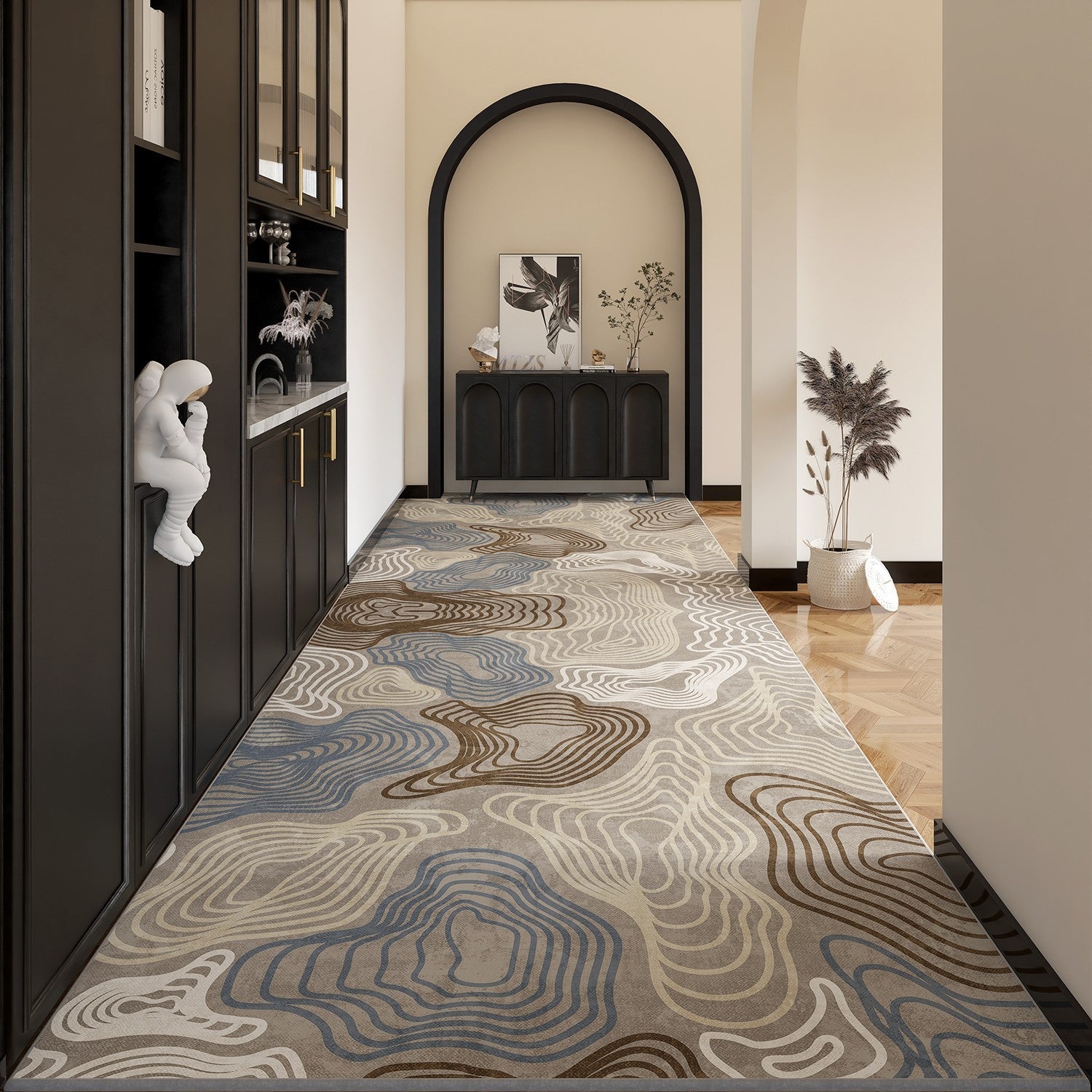 Long Narrow Runner Rugs, Abstract Entryway Runner Rugs, Entrance Hallway Runner Carpet, Long Narrow Hallway Runners, Modern Long Hallway Runners-Grace Painting Crafts