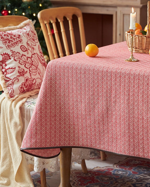 Simple Modern Rectangle Tablecloth for Dining Room Table, Knitted Plaid Embroidery Farmhouse Table Cloth, Square Tablecloth for Round Table-Grace Painting Crafts