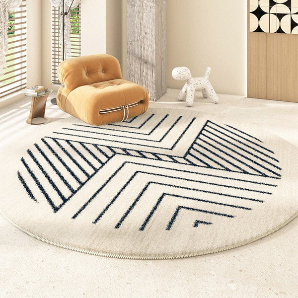 Contemporary Round Rugs for Dining Room, Abstract Round Rugs Next to Bedroom, Geometric Modern Rug Ideas under Coffee Table-Grace Painting Crafts