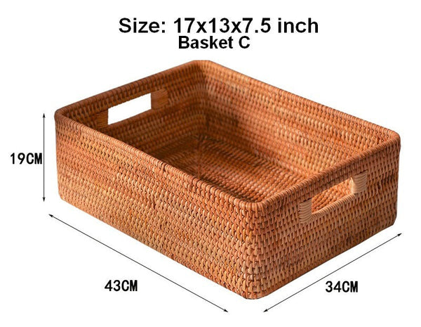 Laundry Storage Baskets, Rattan Storage Baskets for Kitchen, Storage Basket for Shelves, Kitchen Storage Basket, Storage Baskets for Bathroom-Grace Painting Crafts