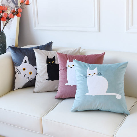 Cat Decorative Throw Pillows for Couch, Modern Sofa Decorative Pillows, Lovely Cat Pillow Covers for Kid's Room, Modern Decorative Throw Pillows-Grace Painting Crafts