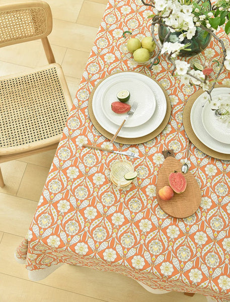 Modern Square Tablecloth, Bohemia Oriental Bilayer Tablecloths, Country Farmhouse Tablecloth for Round Table, Large Rectangle Table Covers for Dining Room Table, Rustic Table Cloths for Kitchen-Grace Painting Crafts