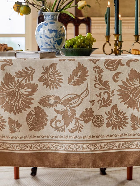 Flower Pattern Table Covers for Round Table, Large Modern Rectangle Tablecloth for Dining Table, Farmhouse Table Cloth for Oval Table, Square Tablecloth for Kitchen-Grace Painting Crafts