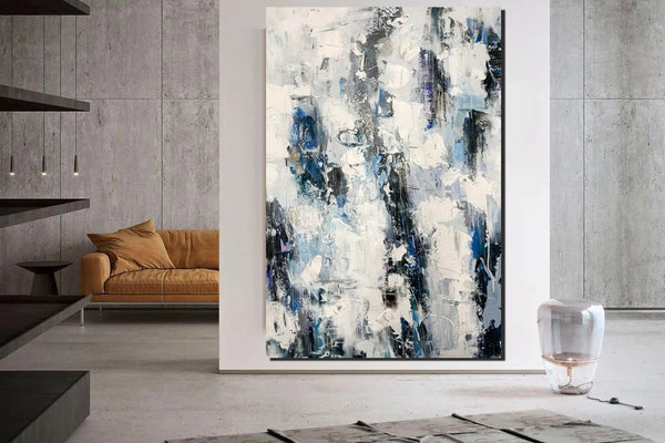 Modern Paintings Behind Sofa, Abstract Paintings for Dining Room, Buy Paintings Online, Palette Knife Canvas Art, Impasto Wall Art-Grace Painting Crafts