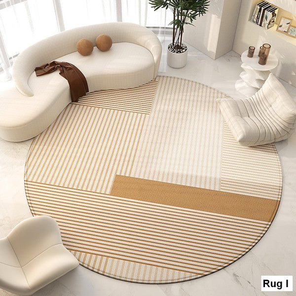 Contemporary Modern Rug for Living Room, Geometric Round Rugs for Dining Room, Modern Area Rugs for Bedroom, Circular Modern Rugs under Chairs-Grace Painting Crafts