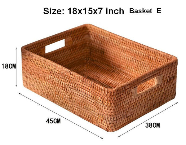 Woven Rattan Storage Baskets for Bedroom, Storage Basket for Shelves, Large Rectangular Storage Baskets for Clothes, Storage Baskets for Kitchen-Grace Painting Crafts