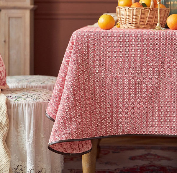 Simple Modern Rectangle Tablecloth for Dining Room Table, Knitted Plaid Embroidery Farmhouse Table Cloth, Square Tablecloth for Round Table-Grace Painting Crafts