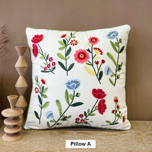 Throw Pillows for Couch, Spring Flower Decorative Throw Pillows, Farmhouse Sofa Decorative Pillows, Embroider Flower Cotton Pillow Covers-Grace Painting Crafts