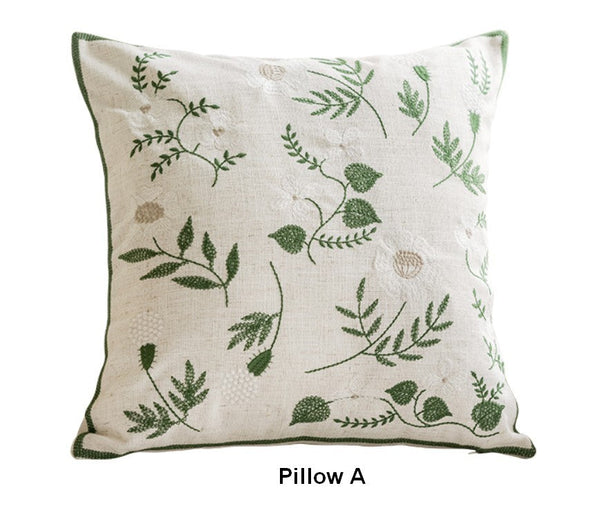 Spring Flower Decorative Pillows for Dining Room, Embroider Flower Cotton Pillow Covers, Decorative Pillows for Sofa, Farmhouse Decorative Pillows for Couch-Grace Painting Crafts