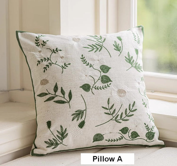 Spring Flower Decorative Pillows for Dining Room, Embroider Flower Cotton Pillow Covers, Decorative Pillows for Sofa, Farmhouse Decorative Pillows for Couch-Grace Painting Crafts